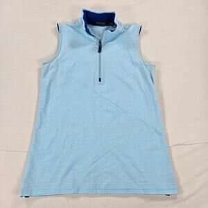Polo Golf Ralph Lauren‎ 1/2 Zip Blue Striped Performance Vest Women's Size Small